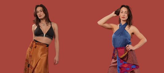 Models wearing wrap skirts