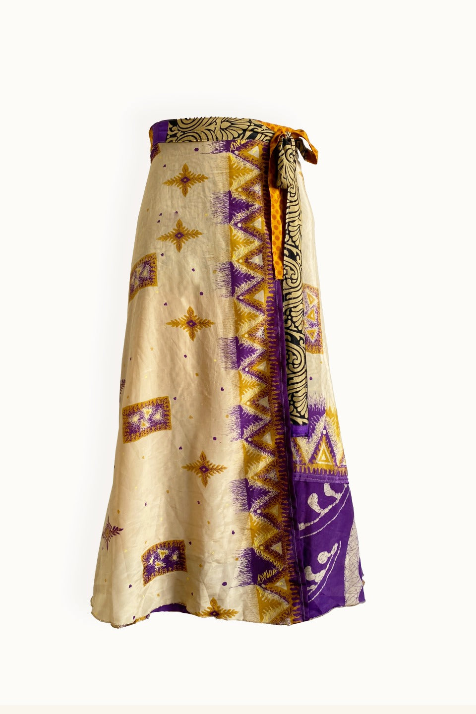 Long wrap skirt with geometric and floral patterns product picture