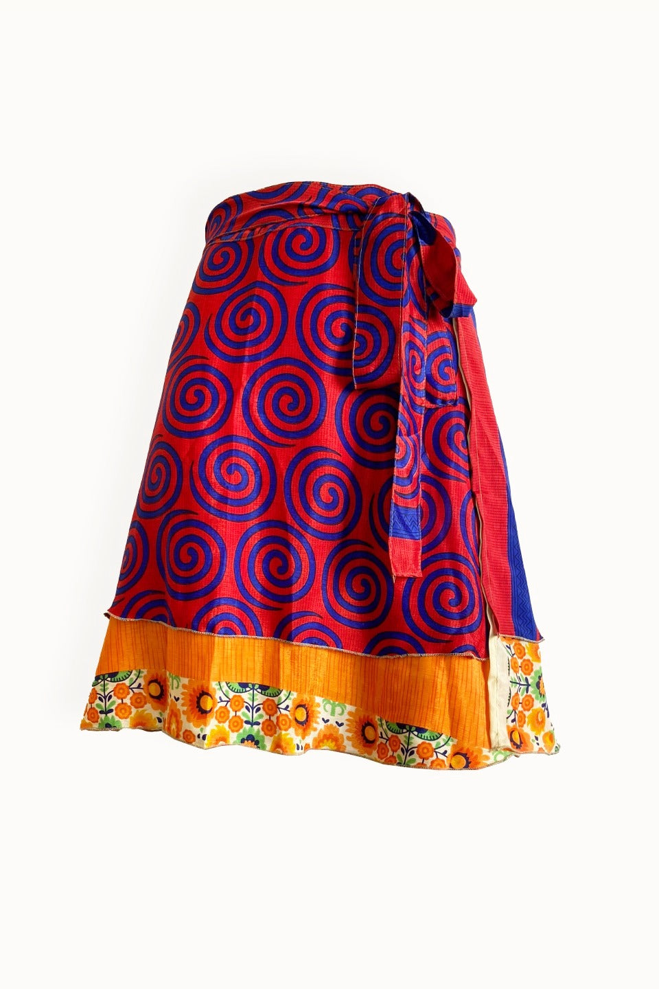 Short wrap skirt with blue spirals product picture