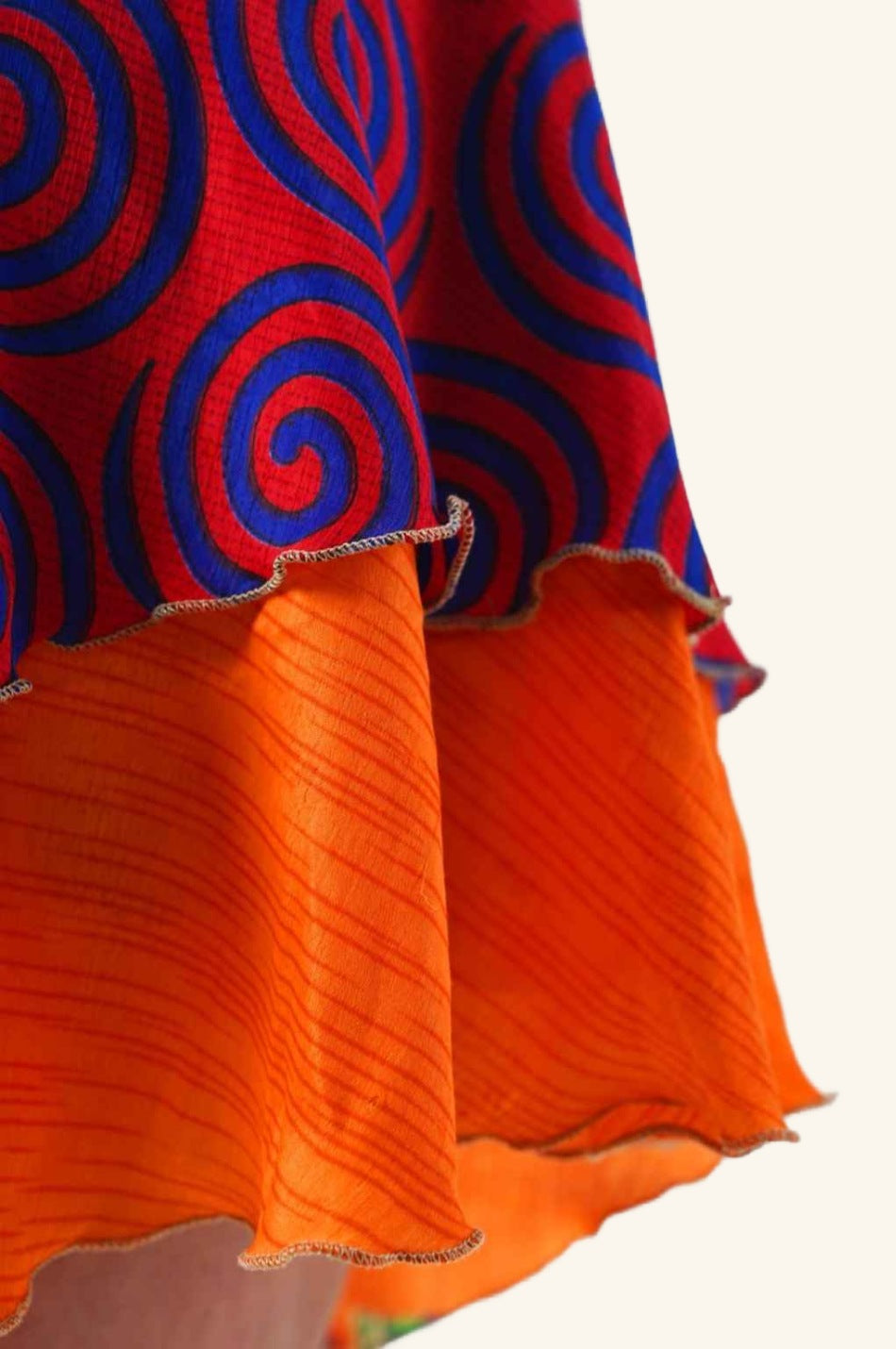 Short wrap skirt with blue spirals detail picture