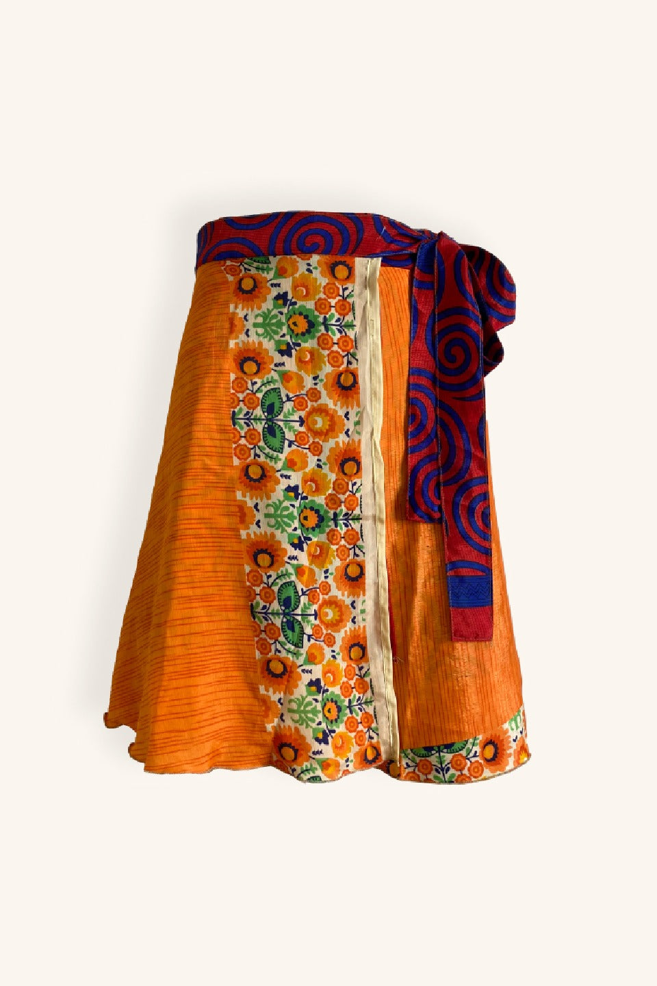 Short wrap skirt with orange floral design product picture