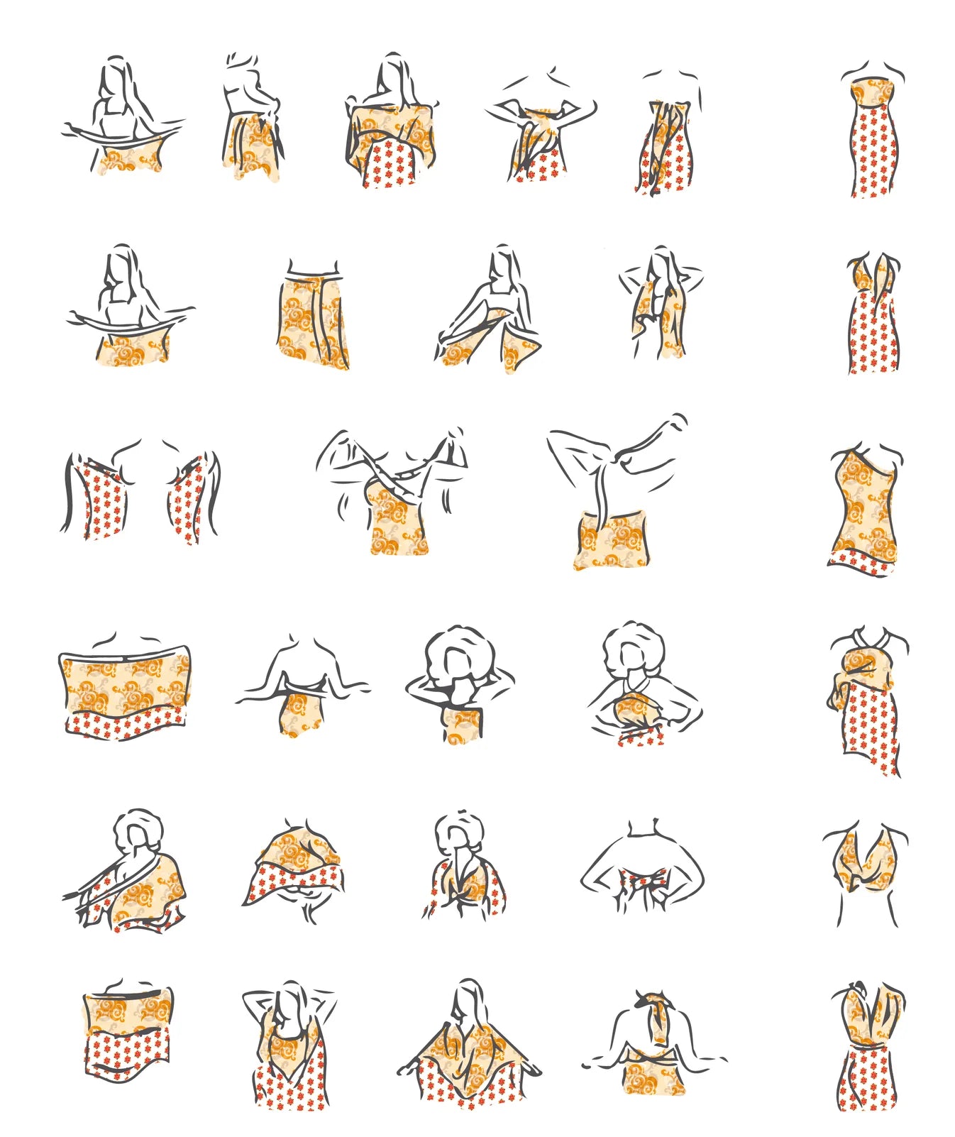 Image showing the multiple ways to wear a wrap skirt