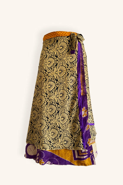 Long wrap skirt with bold leaf motif product picture