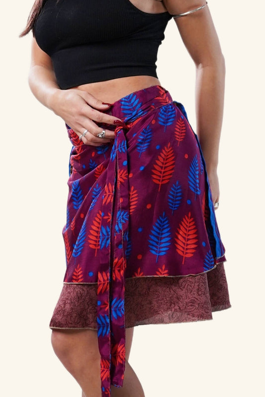 Short wrap skirt on model