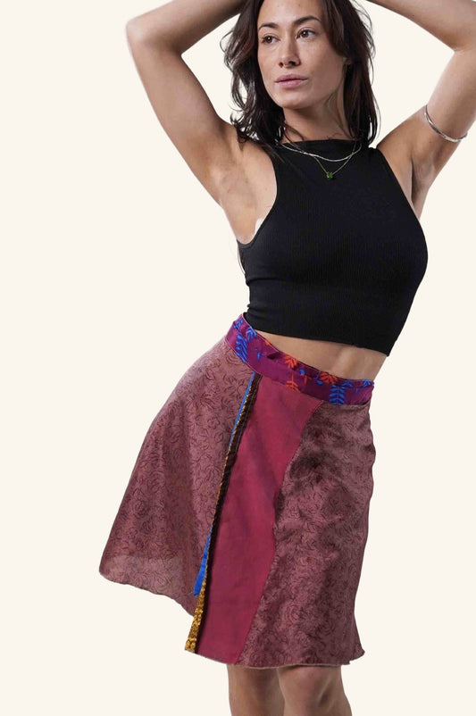 Long wrap skirt on model