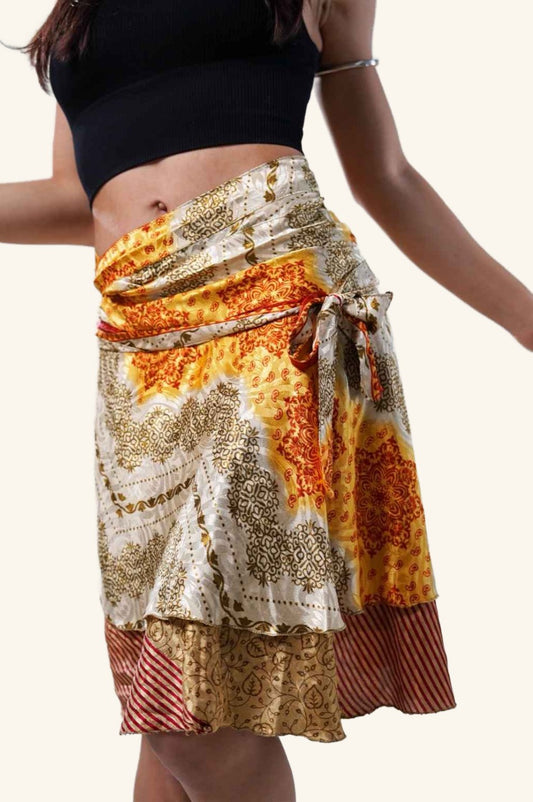 Short wrap skirt on model