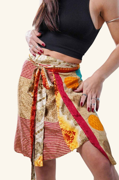 Short wrap skirt on model