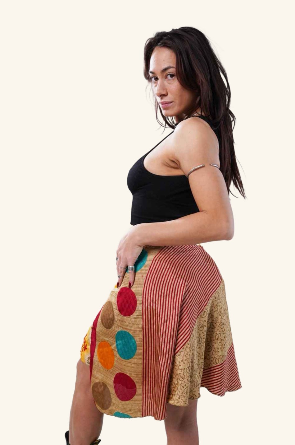 Short wrap skirt on model
